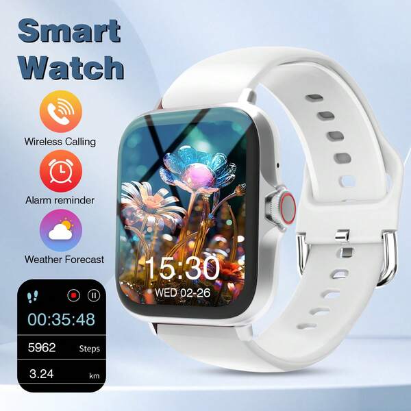 Smartwatch With Wireless Calling/Dialing, Multiple Sports Modes, Call Reminder And Rejection, SMS Reminder, Message Reminder, Customizable Wallpaper, Compatible With IOS/Android