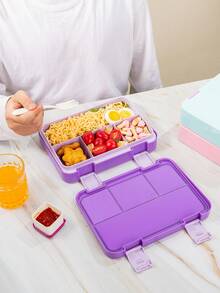 1pc Bento Lunch Box, Leakproof Refrigerator Airtight Food Containers With Lids, Chopped Salad Box, Snack And Fruit Box, Takeaway Containers, Meal Prep Containers, Pack Lunch, Divided Snack Pots Storage Containers, Reusable On-The-Go Meal, Great For Home Kitchen Accessories, School, Office, Travel Essentials And Outdoor Camping Picnic, Back To School Supplies, Christmas Gifts - Multicolor - View 4