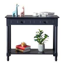 Consola de dos niveles con dos cajones, consola para entrada, mesa de sofá con estantes, mesa de entrada detrás del sofá, para sala de estar y cocina, color negro. - Como se muestra - Ver 3