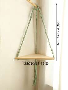 1pc Handmade Woven Wooden Floating Wall Hanging Rack, Tassel Triangle Hanging Shelf, Plant Holder, Boho Style Wall Decor Rack, Suitable For Bedroom, Living Room, Office And More - Multicolor - View 14