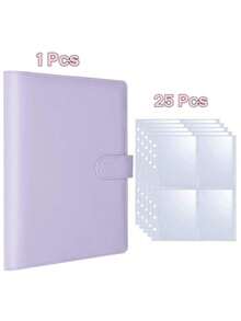 1Set (1Pc Casing+25Pcs Inner Pages)/Only 25Pcs Replace Inner Pages/Only 50Pcs Replace Inner Pages - A5 Photocard Binder With 25 Pages 4-Pocket Card Collector Album With 200 Card Slots PU Leather Cover Organizing Cards - Multicolor - View 18