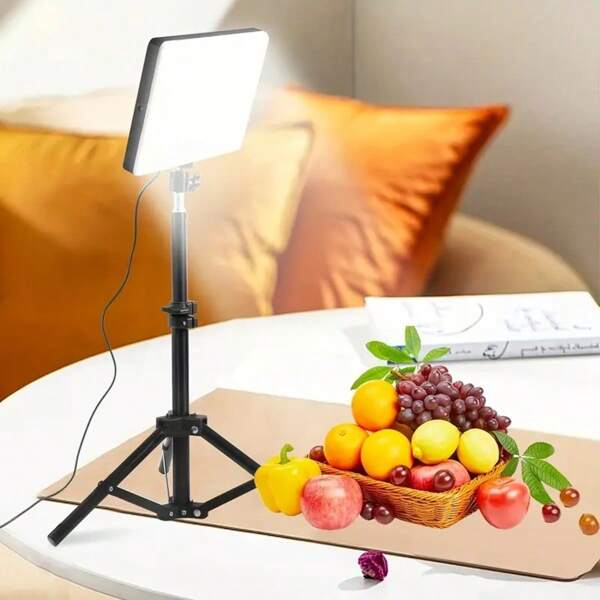 Anillo de luz LED de 10 pulgadas, iluminación de video con trípode ajustable, soporte de 19 pulgadas, adecuado para estudio, fotografía, maquillaje, conferencia, fotografía grupal, transmisión en vivo, kit de iluminación de escritorio