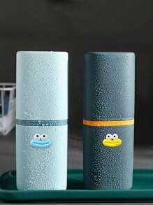 Caja elegante y simple para cepillo de dientes, con accesorios divertidos con forma de boca de salchicha pegados, Estuche portátil, organizador a prueba de polvo con serie de letras A-Z para guardar cepillo de dientes y pasta dental, diseño resistente al agua, accesorios de baño, esenciales de viaje, artículos escolares, artículos de vacaciones, accesorios de campamento, esenciales de verano