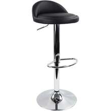 PU Leather Round Bar Stool With Back Rest Height Adjustable Swivel Pub Chair Home Kitchen Bar Stools Backless Stool With Footrest (Black) - Black - View 2
