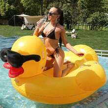 Inflatable Giant Yellow Duck Floatie, Adult Beach Sitting Water Accessories, Thick & Durable PVC Material - View 3