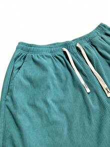 Men's Casual Solid Color Corduroy Pants With Drawstring Pockets, Breathable And Comfortable, Suitable For Daily Activities, Spring/Autumn - Blue - View 5