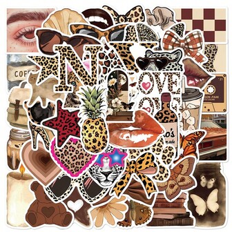 50 st. klistermärken för modeflickamönster, personliga DIY-scrapbookingdagböcker för anteckningsböcker, telefonfodral för laptop, dekoration för vattenflaskor, skolmaterial, skolstart