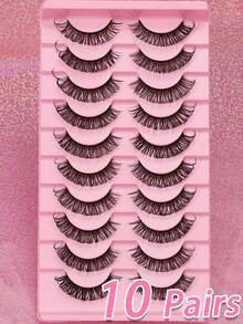 20/10/7/5/1 Paar D-Curl wählbare natürliche falsche Wimpern, flauschig, weich, dramatisch, 3D-Nerz-Wimpern, lange, verwischte Wimpernhaare, unordentlich, mehrschichtige kurze dicke Fake-Wimpern-Verlängerung in Großpackung, Make-up Produkte für Hochzeit und Party - Natürliche Wimpern - Übersicht 16