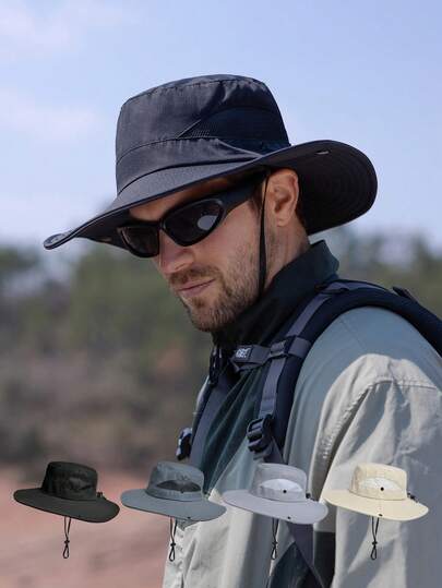 Sombrero de sol para pesca al aire libre para hombres, sombrero de cubo con ala ancha y transpirable para protección solar, primavera/verano