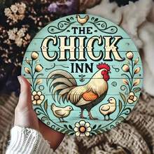 1pc "Chicken Inn" Vintage Iron Wall Art Sign - Flat Printed, Waterproof & Fade Resistant, Suitable For Living Room, Bedroom, Kitchen, Office Decor, 7.8x7.8 Inches, Random Hole Position - Multicolor - View 4