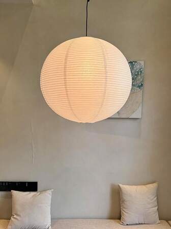 白色纸质吊灯罩 – 大型圆形可折叠纸灯笼，适用于派对、婚礼、家居装饰 – 优雅中式节日照明灯笼（1 件装）