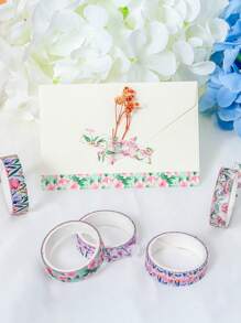 5 Rollen Blumen Handbuch Klebeband in Geschenkbox, personalisiertes DIY Handbuch dekoratives Washi Klebeband als Geschenk für Mitschüler und Freunde, Geschenke zum Schulanfang
