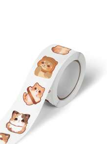 500/1000pcs/Roll Cute Cat Self-Adhesive Label Stickers, Gift Bag Sealing Stickers, Baking Packaging Stickers, Personalized Decoration Stickers, Suitable For Gift Bag Sealing, Wedding Invitation Sealing, Computer, Notebook, Book Decoration