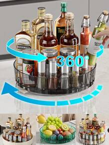 1pc Kitchen Rotating Rack, Revolving Spice & Condiment Organizer Shelf, Home Storage Spinning Tray