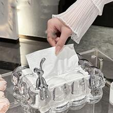 1pc Elegant Paper Tissue Box Holder, Luxury Home Decor Living Room Tea Table Tissue Box, Creative Transparent Paper Dispenser For Decoration