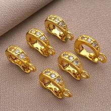 1/3/5pcs Real 18K Gold Plated Brass Zirconia Bail Bead Spacer Buckle Connectors Spring Buckle Clasp Clip Buckle For DIY Jewelry Making Finding Bracelet Necklace Pendant