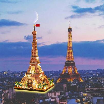 3585 件巴黎埃菲尔铁塔积木套装 - 使用益智玩具探索世界建筑，非常适合生日礼物和家居装饰