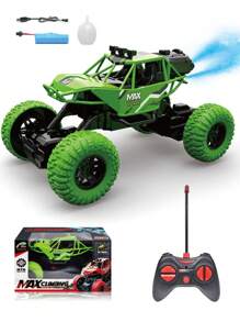 1 Stück Funkfernsteuerungsauto, 4WD Geländewagen-RC-Monsterlaster mit Karosserieleuchten, Nebelmaschine, wiederaufladbarem Akku, Allrad-Klettern, Weihnachtsgeschenk für Jungs und Mädchen von 6-12 Jahren (Grün/Blau)
