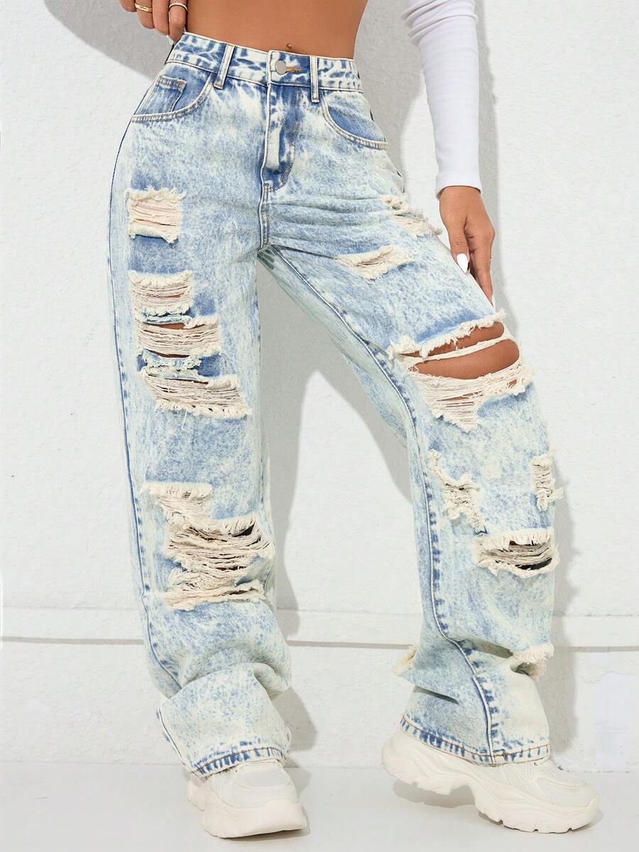 Jeans rectos de cintura alta con bolsillos laterales y abertura, estilo vintage Y2K, casual, color blanco, para primavera