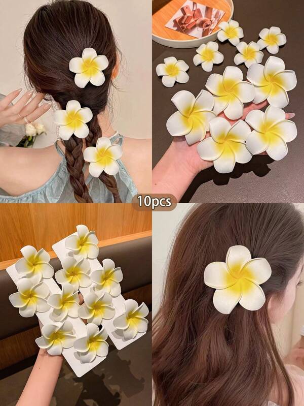 10pcs/Set Cute Daisy Flower Hairclips, Suitable For Daily Use