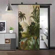 Custom Size Geometric Door Stickers Self Adhesive Waterproof Tropical Scenery Scenery Home Room Door Wrap Mural Cover Wallpaper Wall Decor Room Decor
