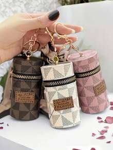 Modische mini vintage bedruckte Geldbörse mit Schal Akzent - tragbarer reißverschlusshalter für lippenstifte, stilvolles taschenzubehör | PU-Material, wasserdicht & langanhaltend, multi-color geschenk für mädchen