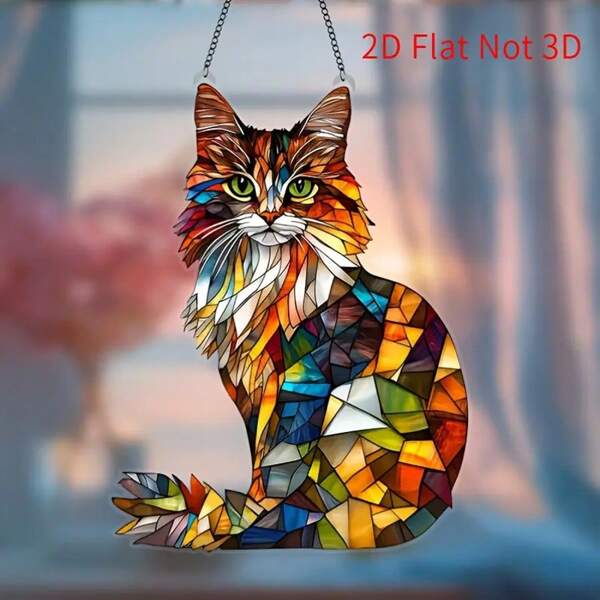 Atrapasol acrílico plano 2D con forma de gato, 1 pieza, varios estilos, decoración de pared multifuncional para jardín y dormitorio, ideal para coche, pared, jardín, porche, dormitorio, oficina y patio. Regalo de cumpleaños creativo ideal para amantes de los animales.