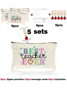 1 PEÇA/5 PEÇAS/10 PEÇAS Organizador de Maquiagem com Tema de Professor de Carta do Arco-Íris, Estilo Y2K Impressão de Letra do Arco-Íris Letra Colorida Design Engraçado Necessaire Portátil para Viagem, Bolsa de Maquiagem, Organizador de Maquiagem, Armazenamento de Maquiagem, Bolsa de Cosméticos, Bolsa de Higiene, Capacidade Grande, para Férias, Praia, Banheiro, Coleção de Quarto