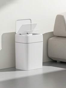 Papelera con sensor inteligente, tapa adecuada para el hogar para el baño, la sala de estar, la cocina, la oficina y el exterior - Blanco - Ver 1