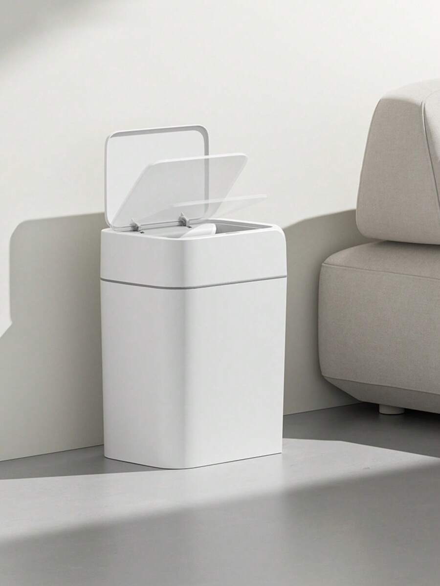 Papelera con sensor inteligente, tapa adecuada para el hogar para el baño, la sala de estar, la cocina, la oficina y el exterior - Blanco - Ver 1