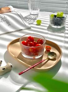 1pc Round Ice Cream Glass Bowl, Classic Vertical Pattern, Hammer Pattern Design, Simple And Elegant, Simple Snack Fruit Bowl, Kitchen Dessert Bowl, Suitable For Summer Family Ice Cream, Fruit, Nuts, Yogurt, Dessert, Snacks, Afternoon Tea Dessert Bowl