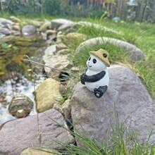 1pc Frog Fishing Statue - Outdoor Garden Pond Decor, Indoor Living Room Balcony Office Desk Decoration, Birthday Party Thanksgiving Halloween Christmas New Year Celebration Decoration Gift