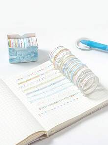 10 Rolls/Box Of Plant Flower Washi Paper Tape, Geometric Line Pattern Decoration Material Tape, Stationery Gifts For Friends