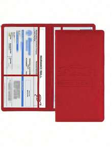 Premium PU Car Insurance Data Document Protector & Business Card Holder - Red - View 2