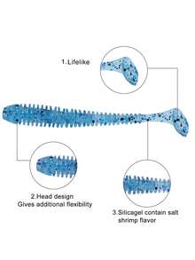 SOUGAYILANG 10/30/50pcs Artificial Soft Lure,5cm/1g Lifelike Worm Lure,Simulated Fish Tail Motion,Silicone Fishing Lures,For Freshwater And Saltwater,Bass Fishing Gear Tackle - Multicolor - View 6