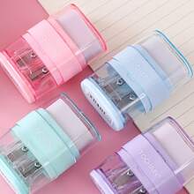 1pc Random Color Creative Stationery 2-In-1 Pencil Sharpener & Eraser, Morandic Color, Portable Mini Dual Hole, Novelty Stationery, School Supplies, Back To School, Holiday Gift, Office Supplies, Christmas, Halloween Gift - Multicolor - View 9