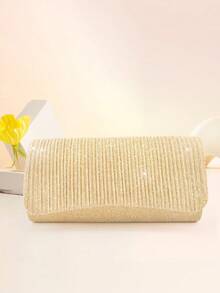 女士银色晚装手拿包闪亮优雅单肩包手提包闪光钱包适合派对婚礼