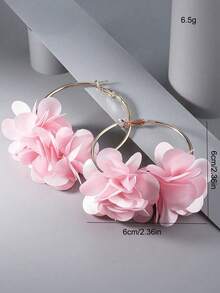 1 Pair Bohemian Flower Circle Earrings, Girls Holiday Decoration Accessories, Festival Gift - Multicolor - View 8