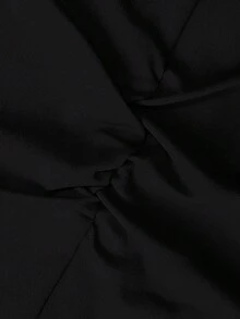 时尚夏季短袖裙毕业礼服女士精致性感泡泡袖薄款开叉包臀毕业服女黑色连衣裙 - 黑色 - 查看 7