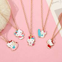 Sanrio 5pcs Sanrio Hello Kitty Creative Pendant Necklaces For Women Girls Bff Couple Jewelry Accessories Birthday Gifts