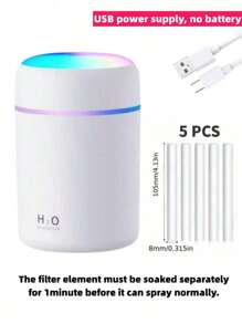 RAF Humidifier, USB Plug-In Mini Humidifier, 7-Color Light Source Humidifier, Can Be Added With Aromatherapy To Make An Aromatherapy Machine. Powered By USB, Dual Spray For Car And Home Use, Capacity 10.57oz/300ml (Without Essential Oil),Umidificador De Ar