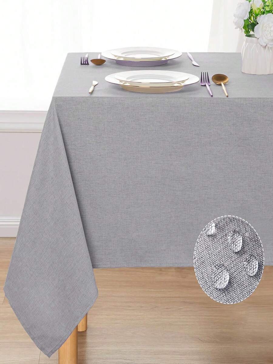 1PC Splash-Proof, Stain-Resistant, Wear-Resistant Elegant Modern Tablecloth, Thick Tear-Resistant Faux Linen Rectangular Multi-Size Washable Table Cover, Suitable For Daily Dinner, Brunch, Gathering, Indoor And Outdoor Use - Light Grey - View 1