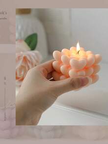 1pc Creative Soy Wax Cube Scented Candle, High-End Wedding Favor Gift, Handmade Decorative Piece, Aroma Candle Ornament, Home Decor Scented Candle, Birthday Gift - Pink - View 4