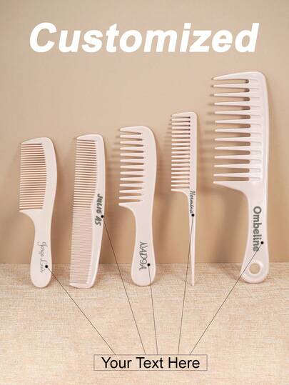 1 pieza/5 piezas Peine personalizado y personalizado, peines para el cabello para mujeres, juego de peines para el peinado y el desenredado: peine de diente ancho, peine de diente , peine cola de rata para partición, peluquería