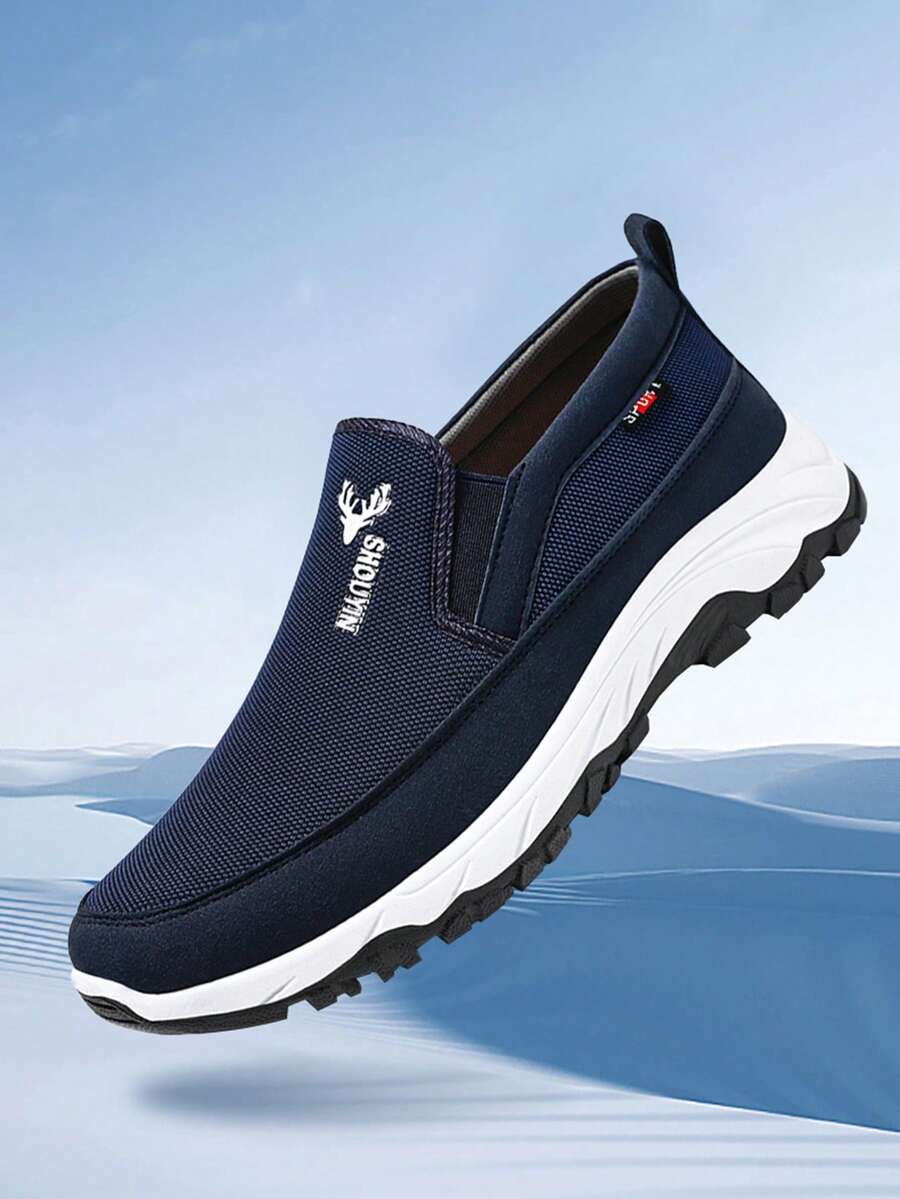 男士透气乐福鞋休闲鞋一脚蹬懒人鞋舒适防臭减震轻便耐穿帆布鞋适合中老年休闲运动散步尺码偏大