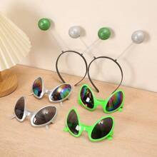 1pc Fashionable & Unique Green Alien Shaped Fashion Glasses