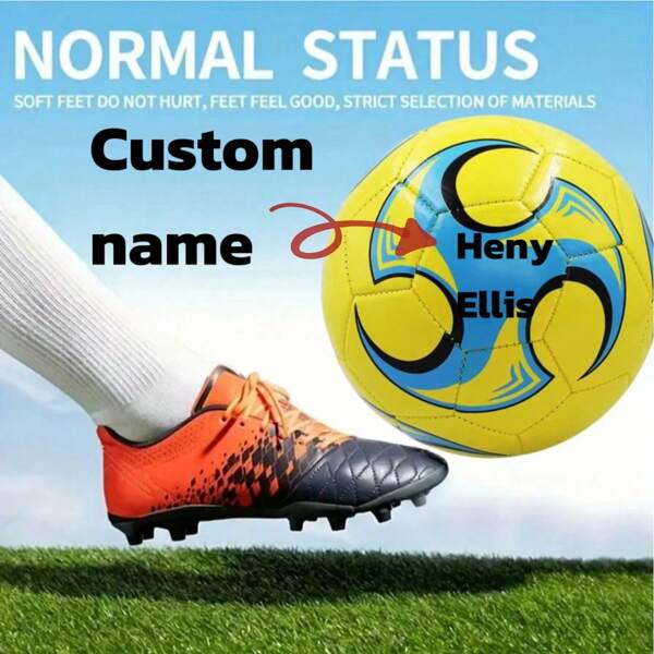 Minge de fotbal personalizată cu nume 1 buc, mărimea 5, pentru activități sportive școlare în aer liber și în interior, design clasic anti-explozie, potrivit pentru antrenament