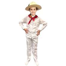 Traje Típico Jarocho Veracruzano Para Niño Vestuario Regional Veracruz Bailable Escolar, Teatro, Guayavera, Sombrero - Beis - Ver 2