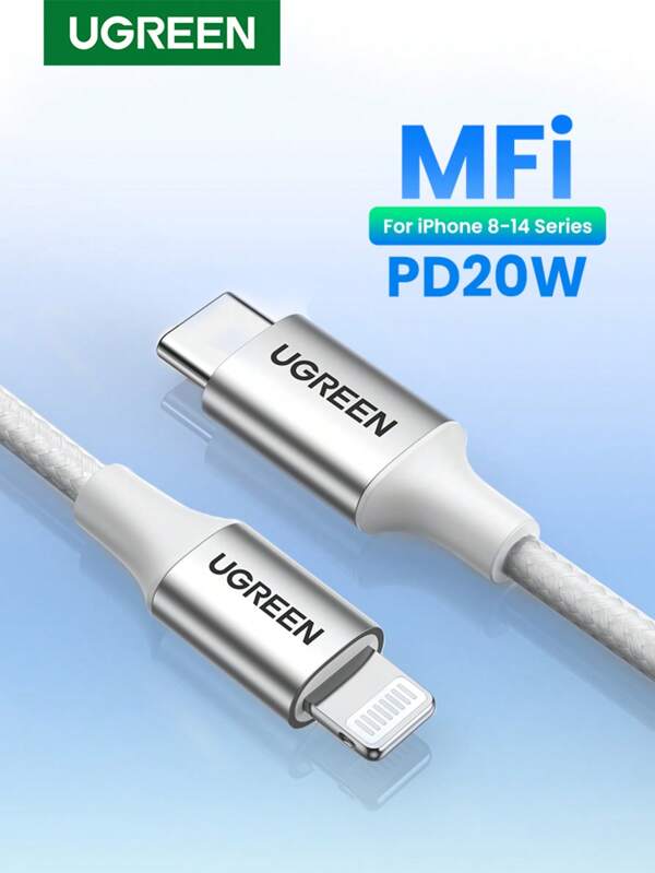UGREEN Cablu UGREEN MFI PD 20W pentru XR 8 14 13 Pro Max 12 Pro Max 11 Pro Cablu USB C la Lightning, încărcare rapidă PD, sincronizare de date, împletit din nailon