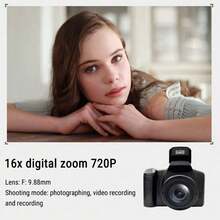 Digital Camera Photography, 2.4-Inch LCD Screen, 16x Digital Zoom 1080p Mini Camera Vlog Camera, Wide Angle Lens 4 AA Batteries Required (Not Included) - Black - View 6